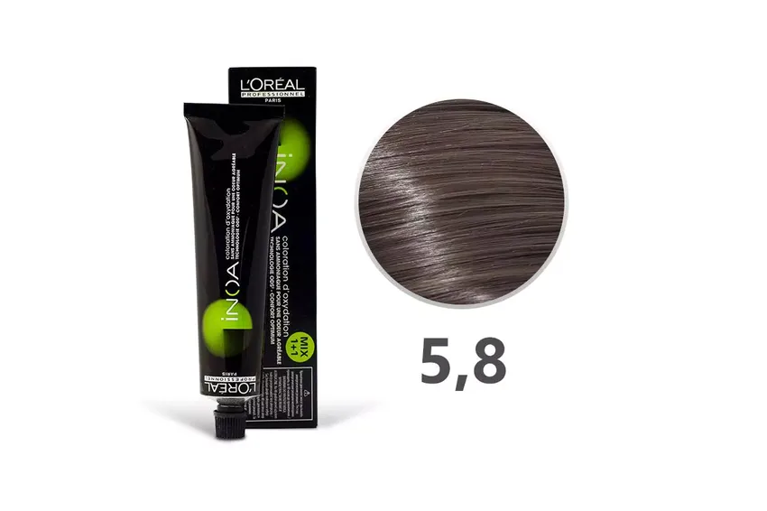 لوريال باريس L'Oréal Paris – لوريال بروفيسيونال باريس – INOA صبغة شعر دائمة خالية من الأمونيا – 5/8 (بني فاتح موكا) – 60 مل
