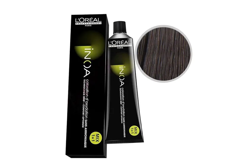 لوريال باريس L'Oréal Paris – لوريال بروفيسيونال باريس – INOA صبغة شعر دائمة خالية من الأمونيا – 4/51 (بني متوسط ماهوغاني رمادي) – 60 مل