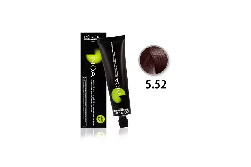 لوريال باريس L'Oréal Paris – لوريال بروفيسيونال باريس – INOA صبغة شعر دائمة خالية من الأمونيا – 5,52 (بني فاتح نحاسي أحمر) – 60 مل