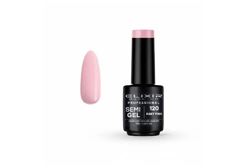 جل أظافر إليكسير Elixir – جل نصف دائم – 120 Baby Pink – 15 مل