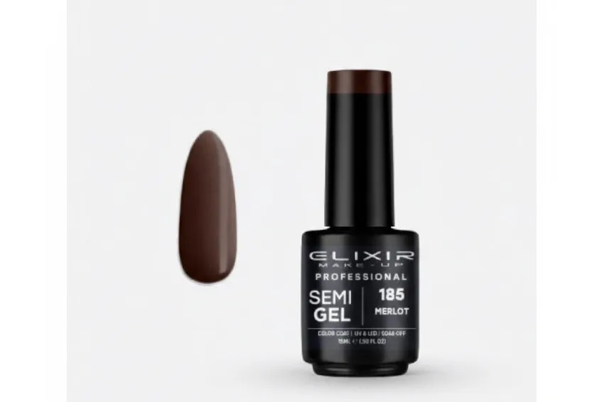 جل أظافر إليكسير Elixir – جل نصف دائم – 185 Merlot – 15 مل