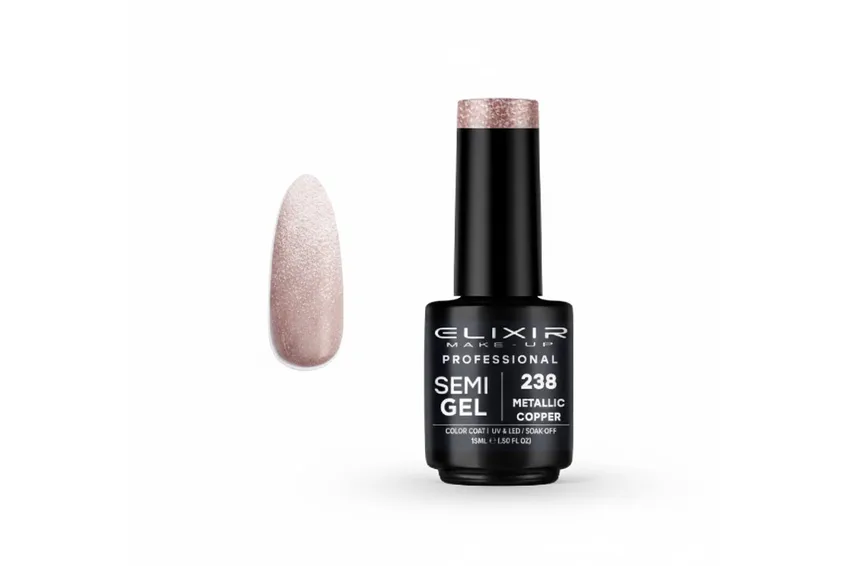 جل أظافر إليكسير Elixir – جل نصف دائم – 238 Metalic Copper – 15 مل