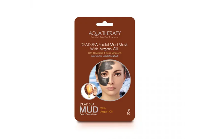 ماسك وجه قناع الوجه بطين البحر الميت من أكوا ثيرابي Aqua Therapy مع زيت الأرغان – 50 جم