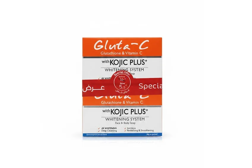 صابون للوجه والجسم غلوتا-سي Gluta-C – جلوتا – سي – صابونة تفتيح الوجه والجسم بكوجيك بلس (عرض 1+1 )