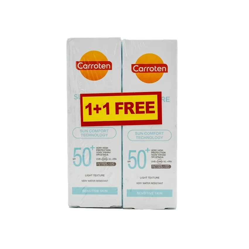 كاروترن Carroten – كاروتين واقي شمس للبشرة الحساسة SPF 50+ (عرض 1+1)