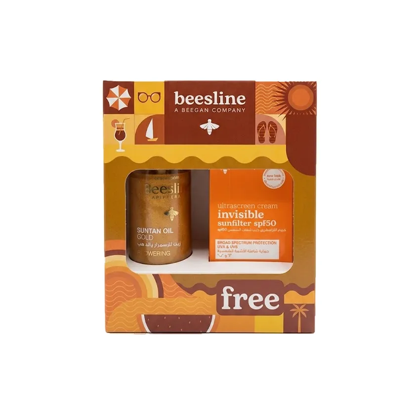 مجموعة بيزلين Beesline للحماية والتسمير – زيت الذهب واقي شفّاف