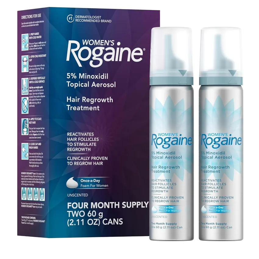 رغوة روجين Rogaine للنساء 5% مينوكسيديل لعلاج تساقط الشعر 4 أشهر