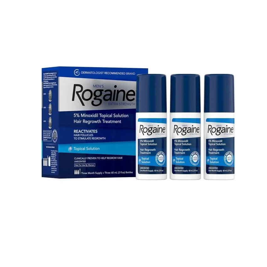 محلول مينوكسيديل 5% للرجال Extra Strength 3 × 60 مل – روجين Rogaine