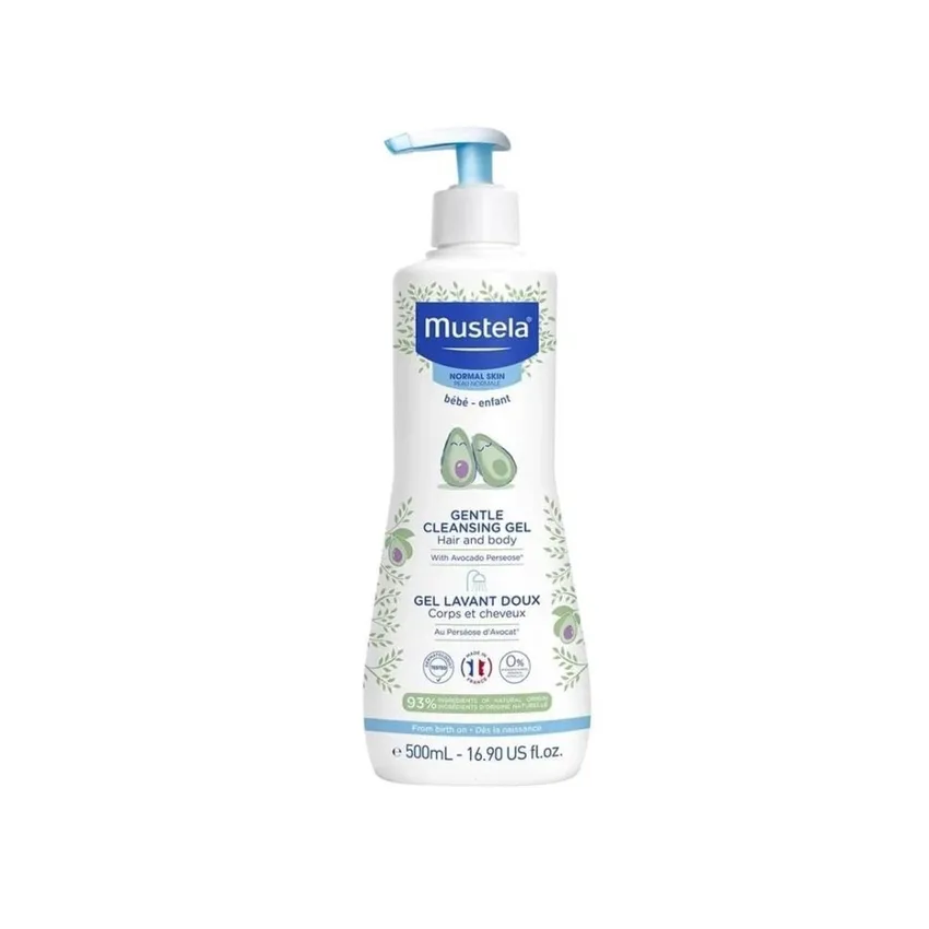 شامبو جل التنظيف اللطيف للجسم والشعر للأطفال بالأفوكادو العضوي من موستيلا Mustela (500 مل)