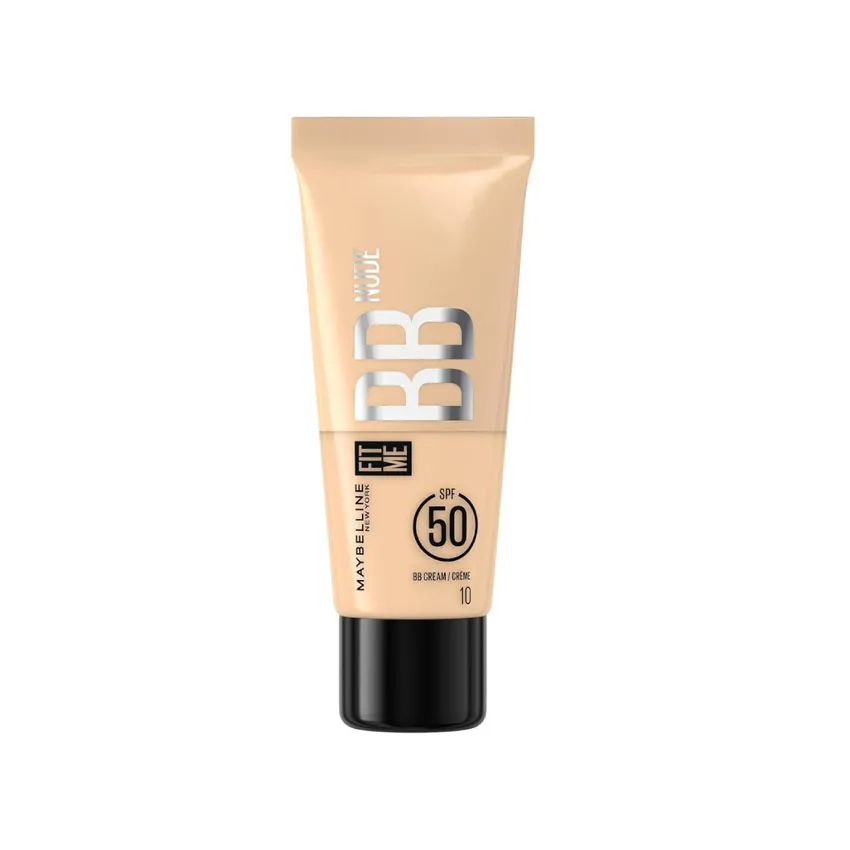 ميبيلين نيويورك Maybelline New York – مايبيلين نيويورك – ميبلين نيويورك فيت مي بي بي نود كريم أساس سائل بدرجة 10 مع نياسيناميد 2% وحماية SPF 50 حجم 30