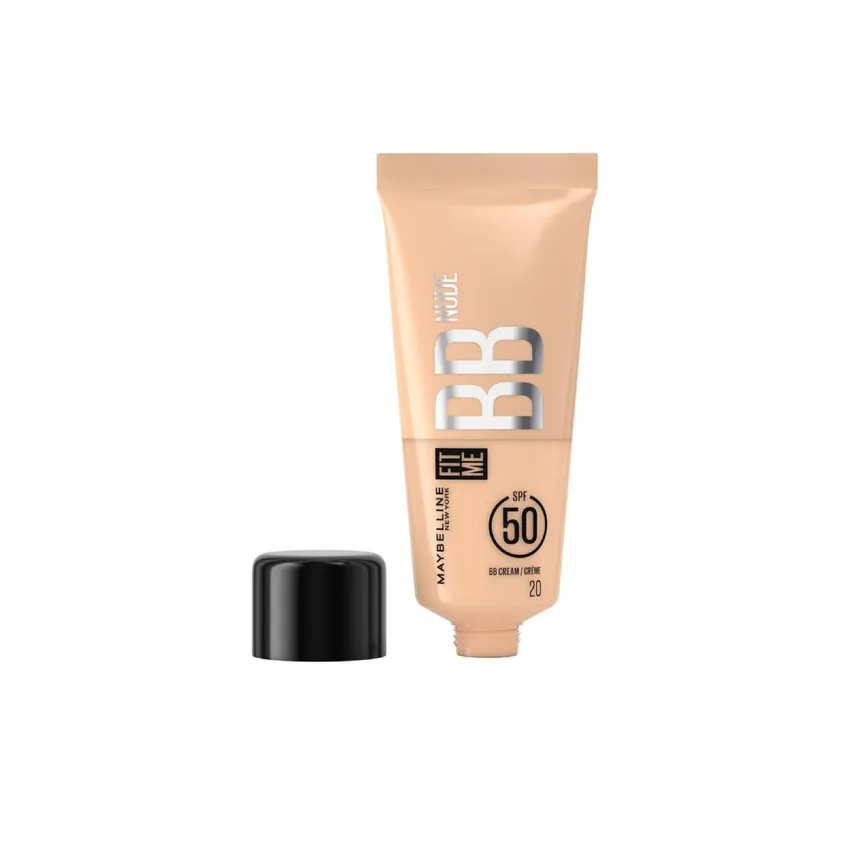ميبيلين نيويورك Maybelline New York – كريم BB مايبيلين نيويورك – ميبلين نيويورك فيت مي نود بي بي كريم بدرجة 20 مع نياسيناميد 2% وحماية SPF 50 حجم 30
