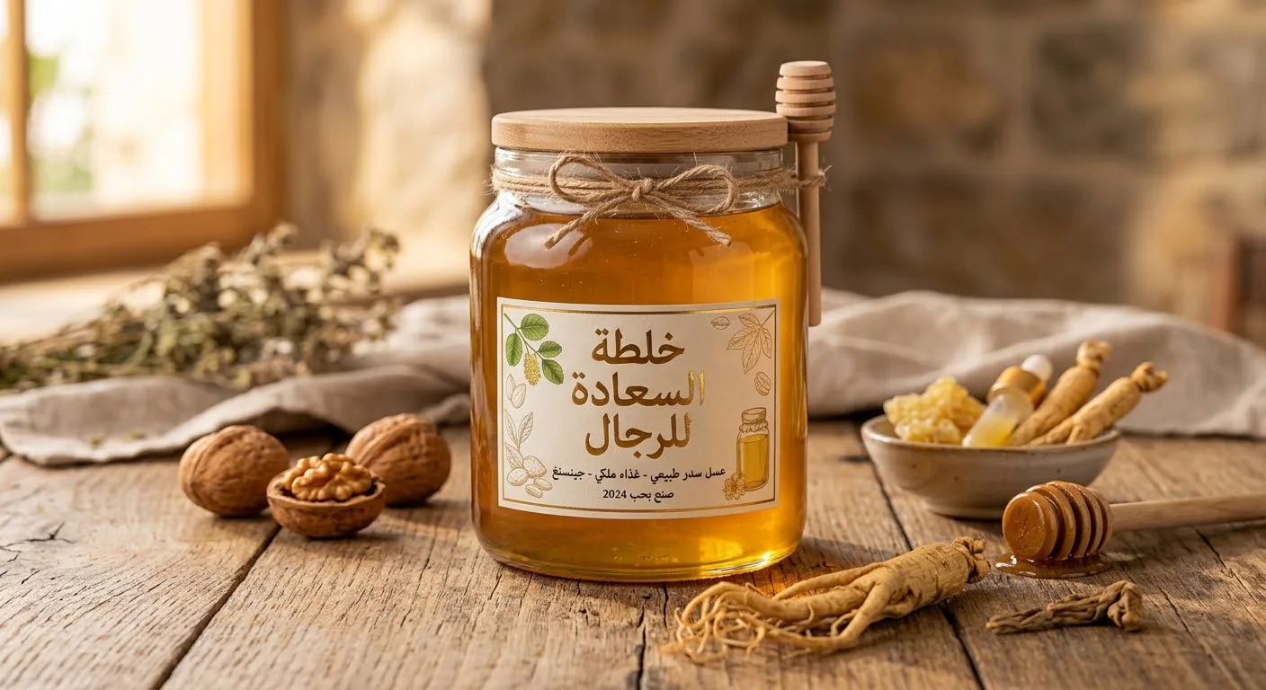 خلطة السعادة بالعسل للرجال – 1 كيلو – مزيج عسل مخصص للرجال لدعم الحيوية والنشاط والطاقة ضمن نمط حياة متوازن – خلطة عسل للمتزوجين بنكهة غنية مناسبة للاستخدام اليومي ومميزة كهدية للزوج – عسل خوله ومنتج