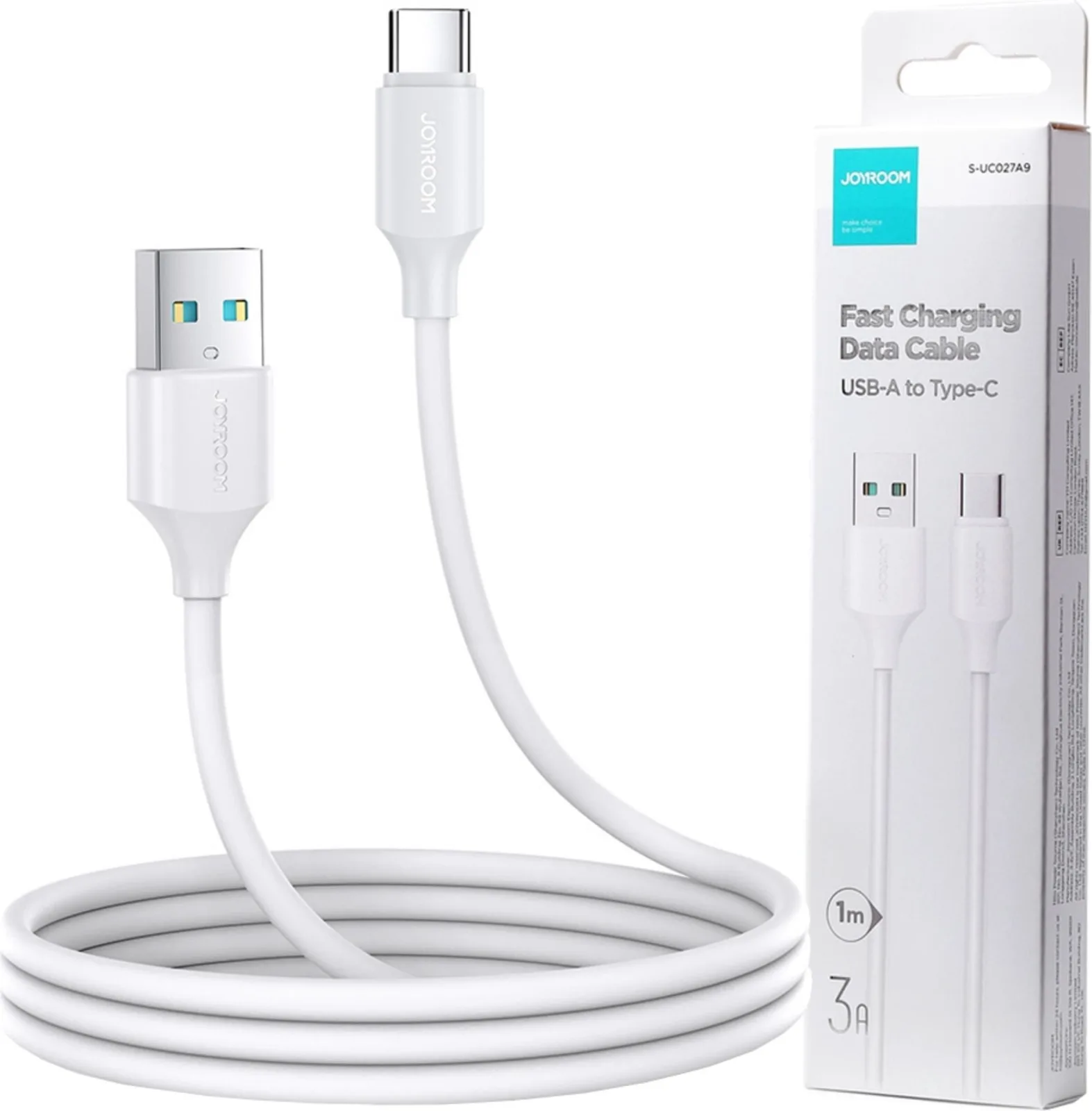 كيبل جوي روم USB-A إلى USB-C بطول 1 متر أبيض S-A9
