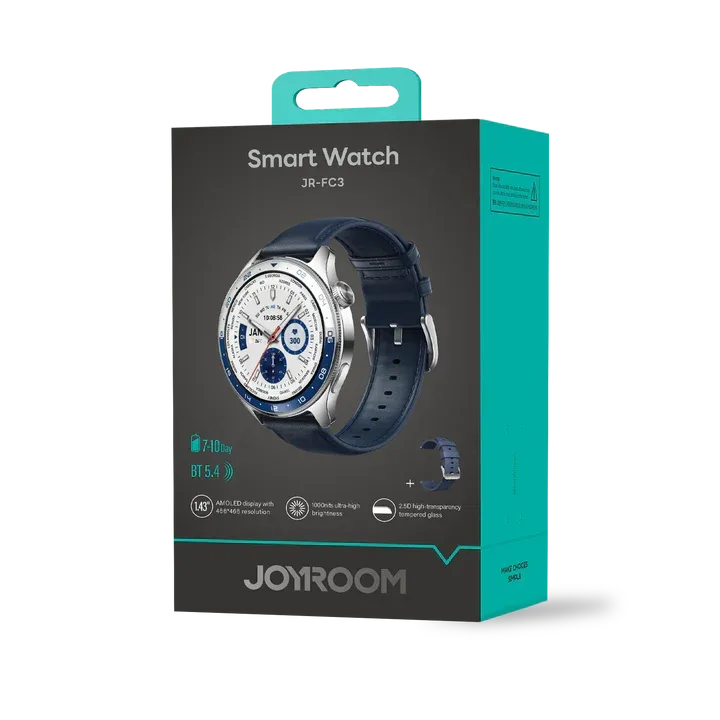 ساعة جوي روم JR-FC3 ذكية AMOLED مقاس 1.43 بوصة مع مكالمات بلوتوث
