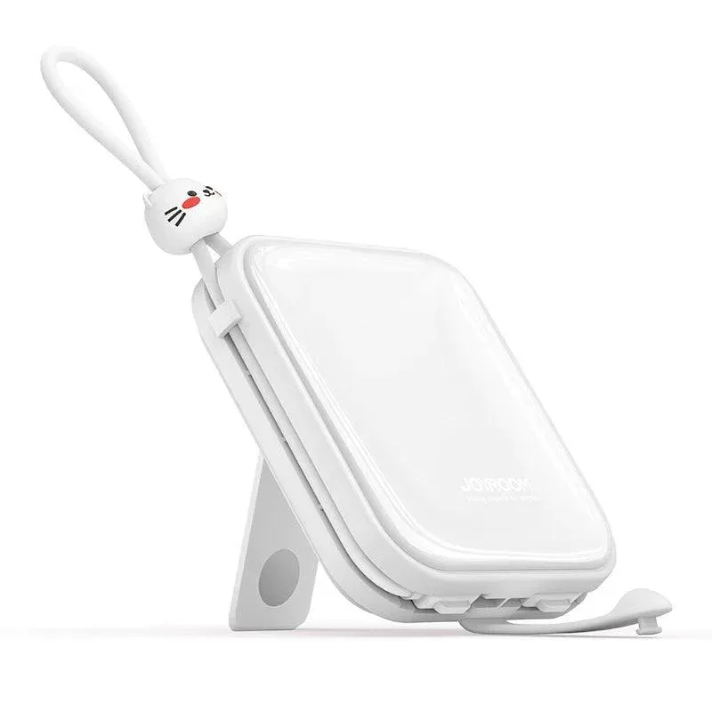 بنك طاقة جوي روم JR-L008 سعة 10000mAh شحن سريع 22.5W مع كيابل مدمجة أبيض