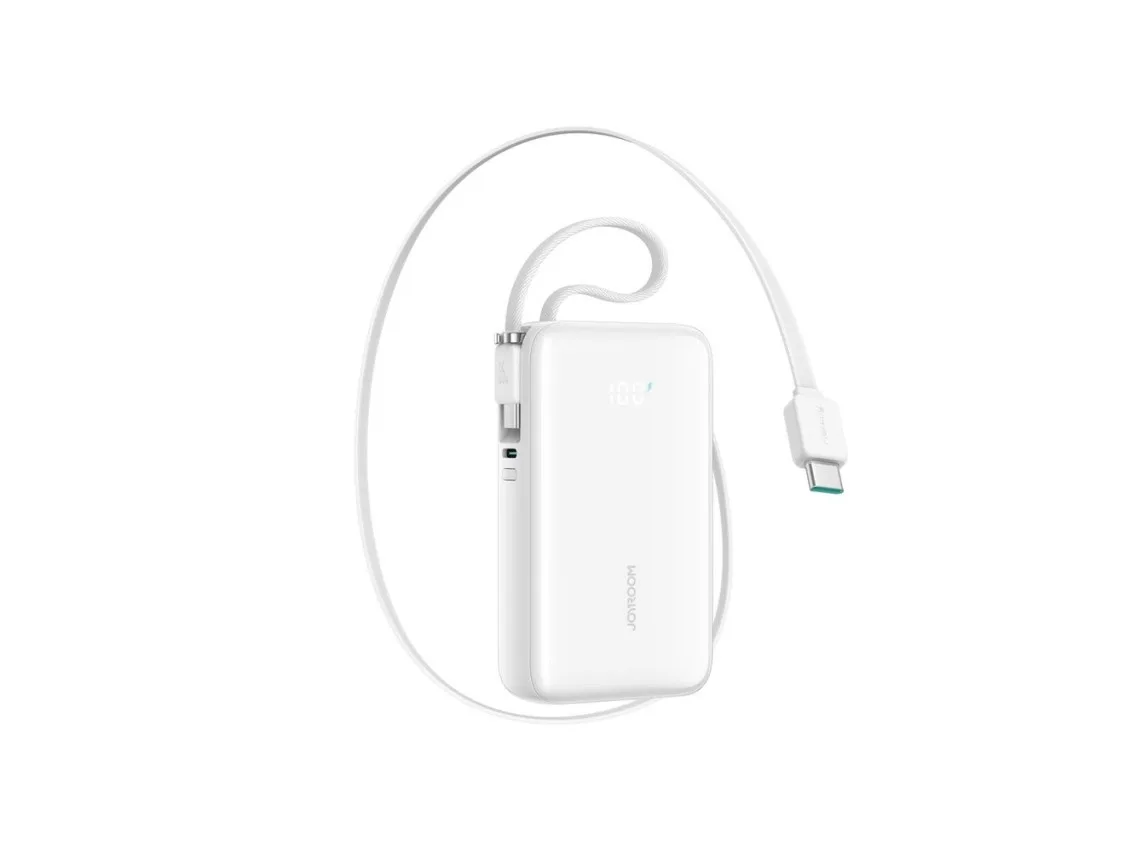 بنك طاقة جوي روم JR-PR2 سعة 10000mAh مع كيبل USB-C وLightning أبيض