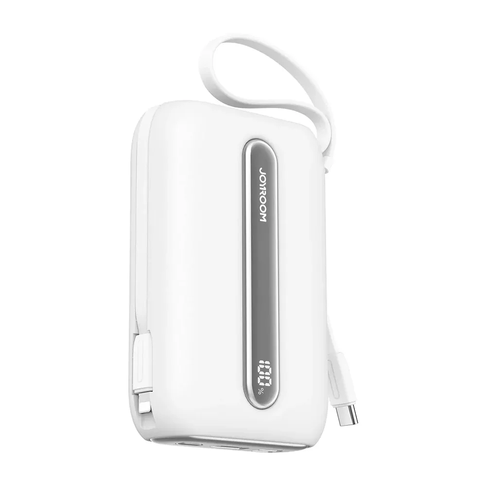بنك طاقة جوي روم 20000mAh شحن 22.5W مع كيبلين مدمجين أبيض